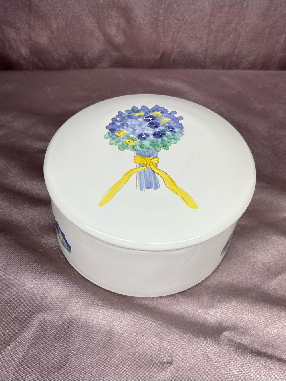 Vintage Italian Hand Painted Large Floral Trinket Box Porcelain Made in Italy